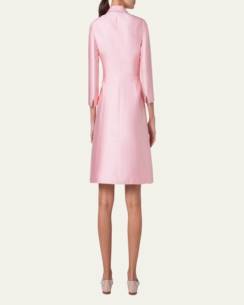 Pintuck Silk Coat Dress