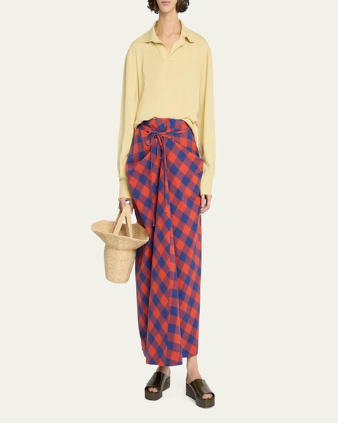 Jovani Polo Long-Sleeve Silk Top