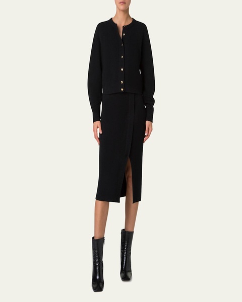 Short Ribbed Cashmere Cardigan