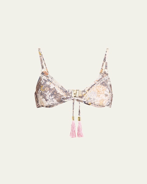 Crawford Floral Tassel-Tie Bikini Top