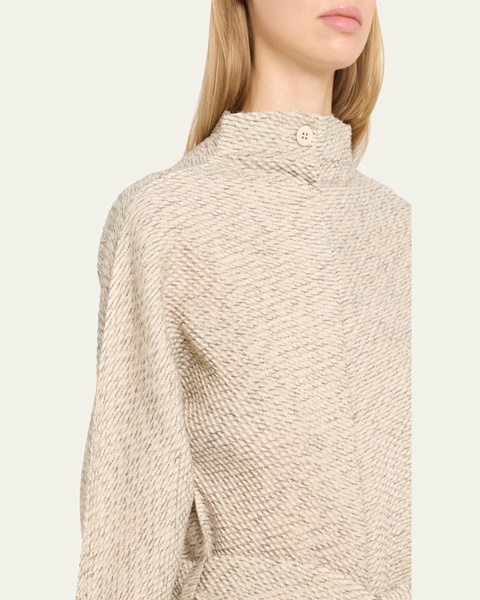 Warm Pleats Self-Tie Wool Tunic