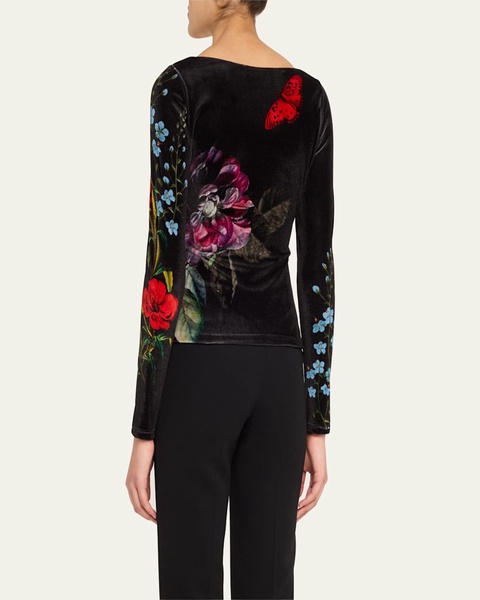 Delaina Scoop-Neck Velvet Top