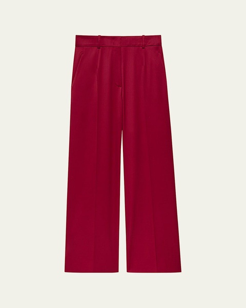 Pleated Wide-Leg Suit Pants