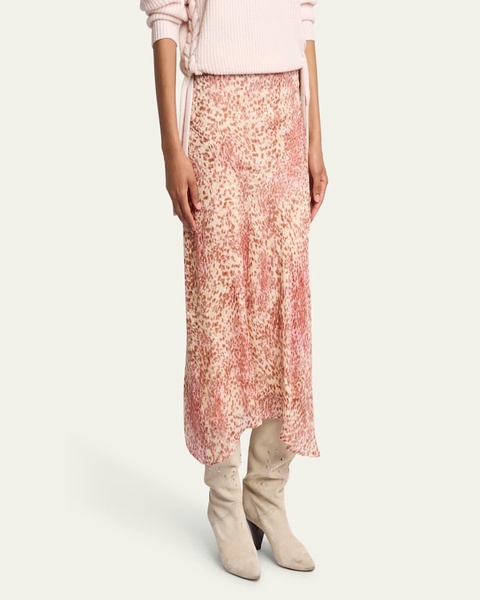 Lisanne Spotted Velvet Burnout Midi Skirt