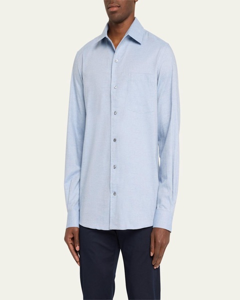 Men's Cotton and Cashmere Twill Pocket Sport Shirt