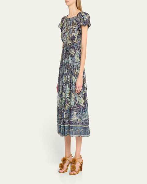 Abigail Puff-Sleeve Midi Dress