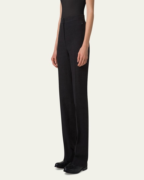 Carl Straight Leg Stonewashed Twisted Linen Wool Pants