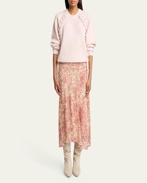 Lisanne Spotted Velvet Burnout Midi Skirt