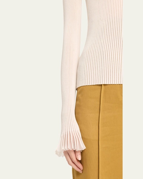 Aster Ribbed Ruffle-Cuff Top