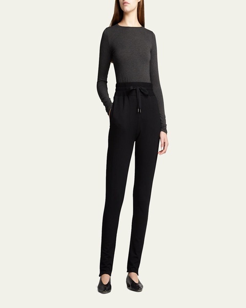 Soft Touch Flat-Edge Long-Sleeve Crewneck Top