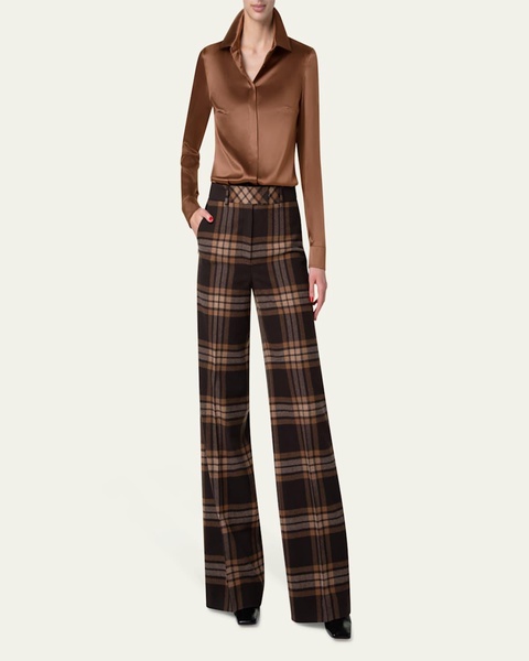 Fior Wool Flannel Wide-Leg Trousers