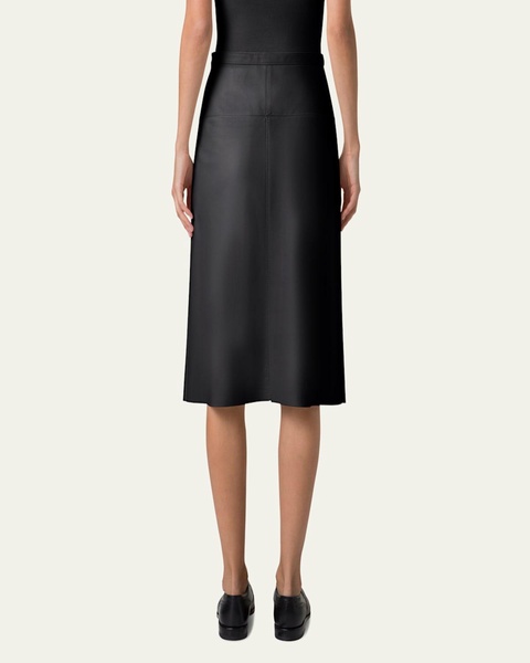 Midi Straight Leather Skirt