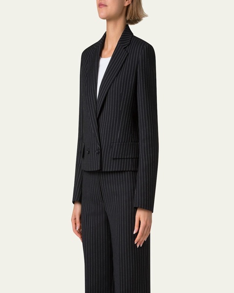 Adele Pinstripe Double-Breasted Short Jacket