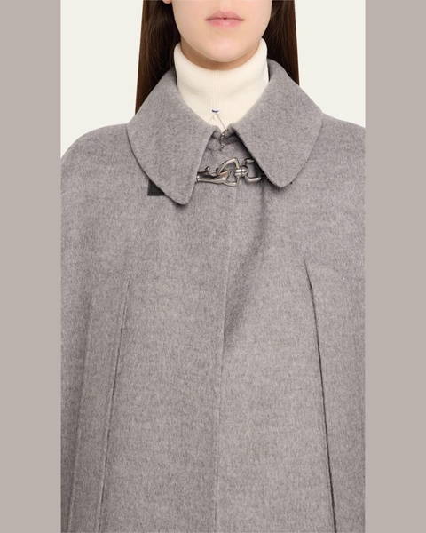 Clasp Closure Wool Cashmere Cape