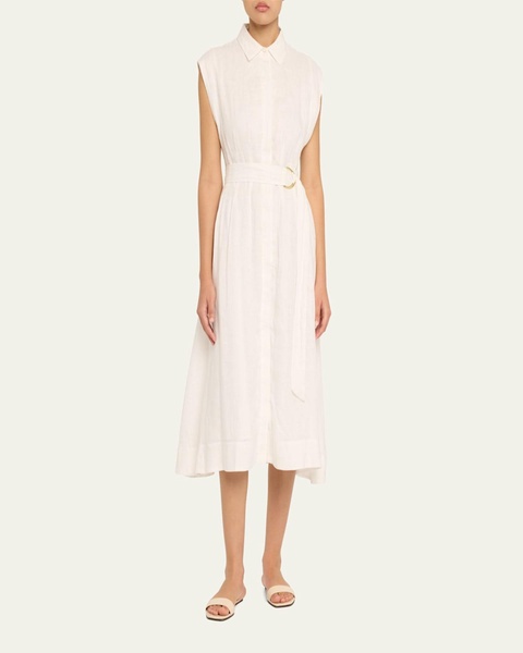 Loreta Belted Linen Shirtdress
