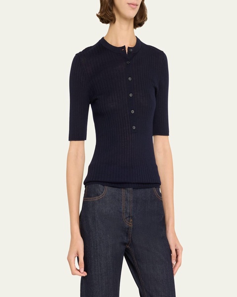 Fisher Buttoned Merino Wool Top