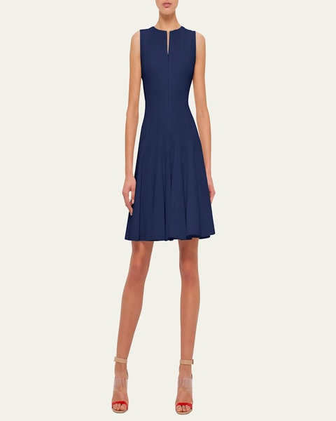 Sleeveless Zip-Front Seamed A-Line Dress