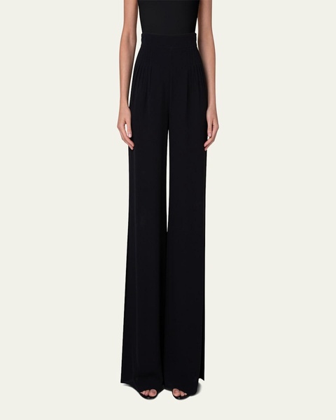 Myriam Pleated Wide-Leg Silk Pants