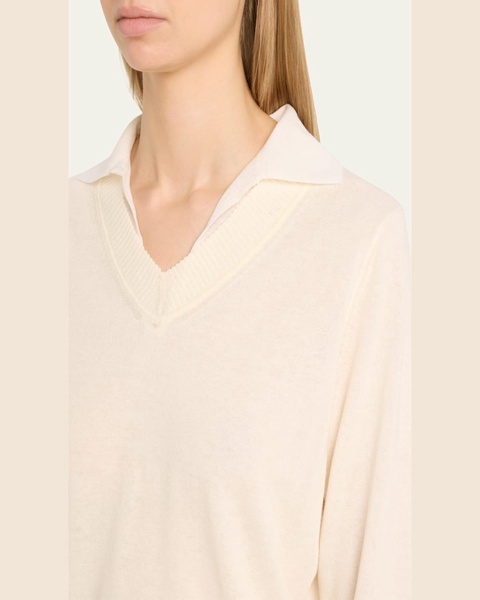 Fine Knit Layered Collared Sweater