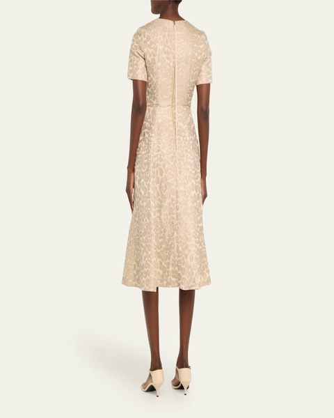 Evangeline Leopard Jacquard Midi Dress