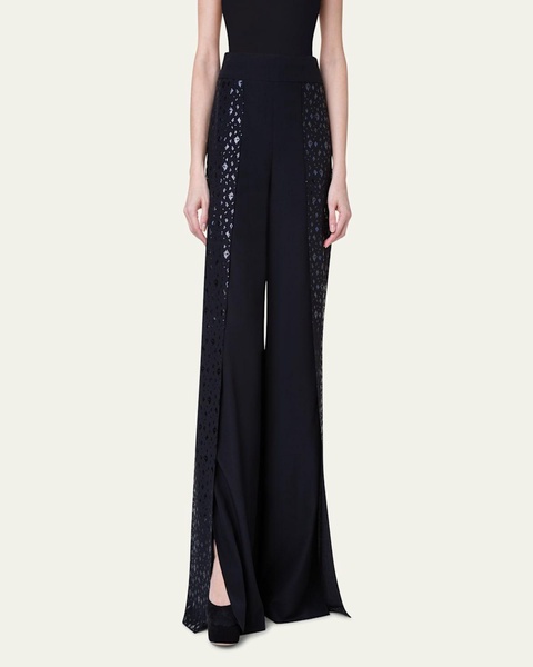 Felia Pixel Foil Embellished Double-Layer Pants