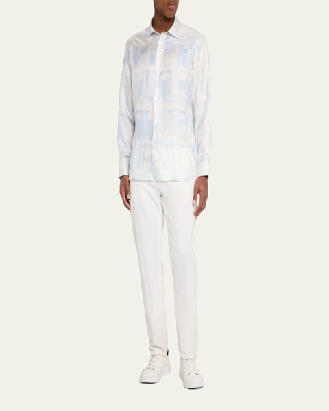 Men's Palace-Print Silk Dress Shirt