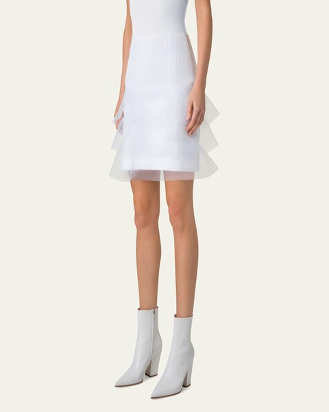 Ruffle-Trim Ribbed Mini Skirt
