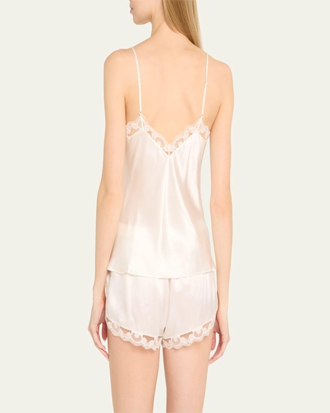 Love Me Sleeveless Lace-Trim Silk Top