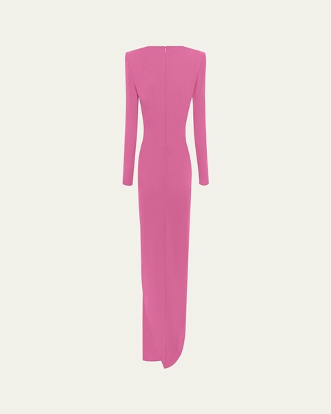 Asymmetrical Longline Drape Crepe Gown