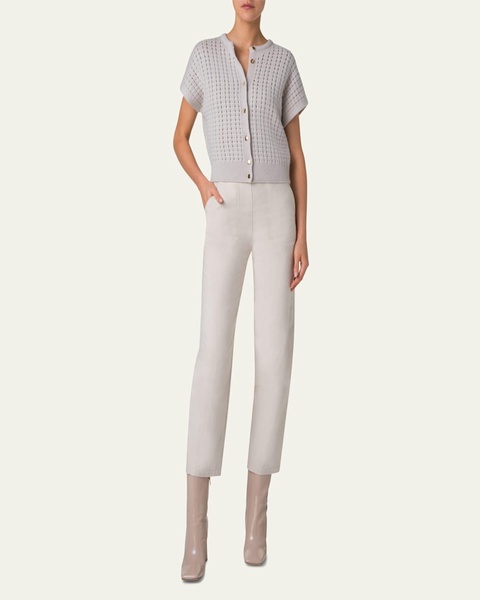 Cape-Sleeve Cashmere Cropped Cardigan