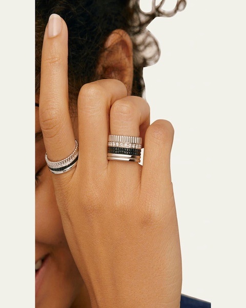 Quatre Small Ring in White Gold with Diamonds and Black PVD