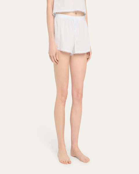 Gigi Striped Lace-Trim Cotton Boxer Shorts