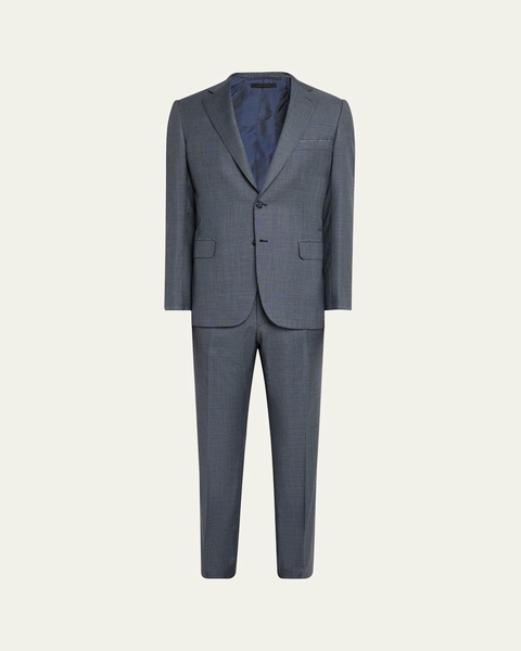 Men's Mini-Stitch Textured Wool Suit