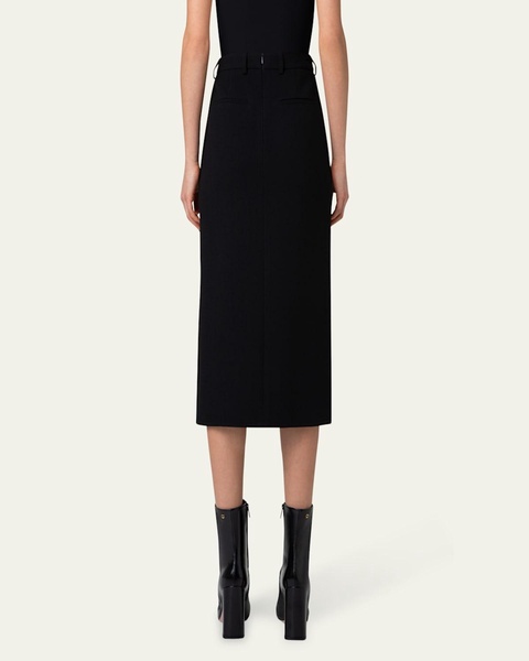 Pencil Wool Crepe Double-Face Skirt