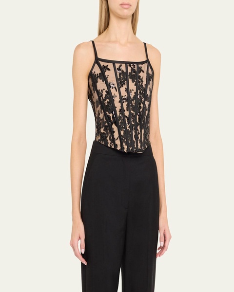 Cressida Floral Sequined Corset Top
