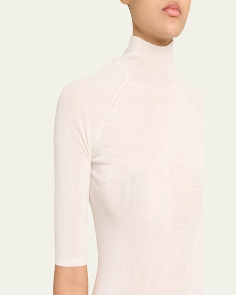 Elbow-Sleeve Turtleneck Sweater