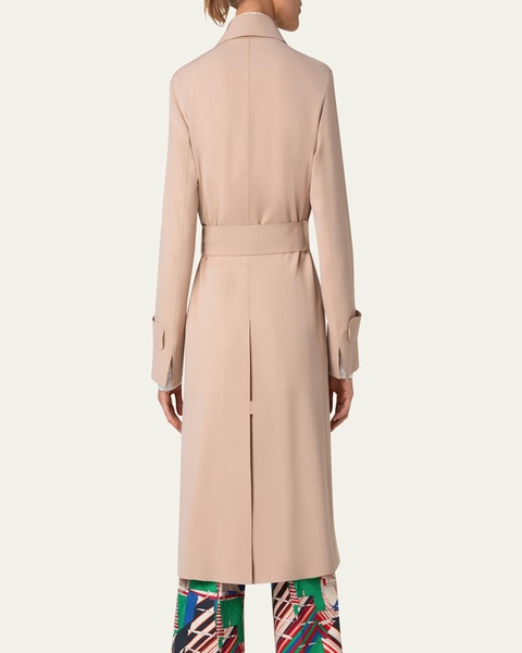 Techno Laser Cut Crepe Belted Trench Coat