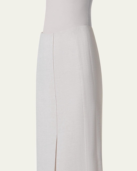 Twisted Linen Double-Face Midi Pencil Skirt
