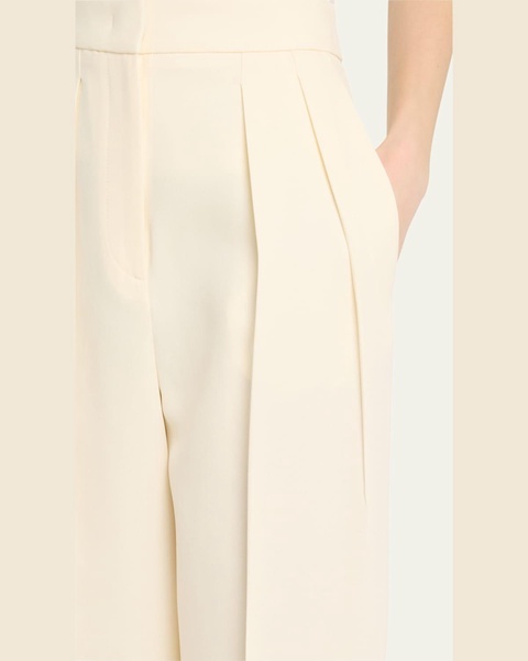 Pleated Cady Straight-Leg Tuxedo Trousers