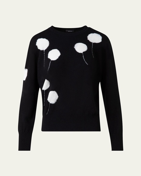 Windflower Cashmere-Cotton Crewneck Sweater