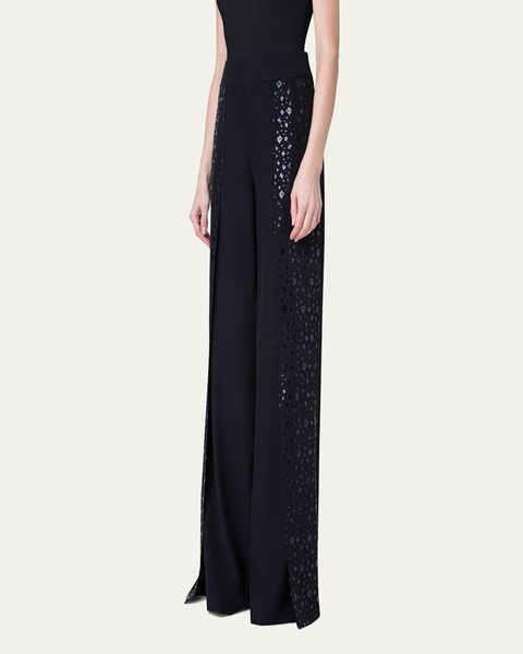 Felia Pixel Foil Embellished Double-Layer Pants