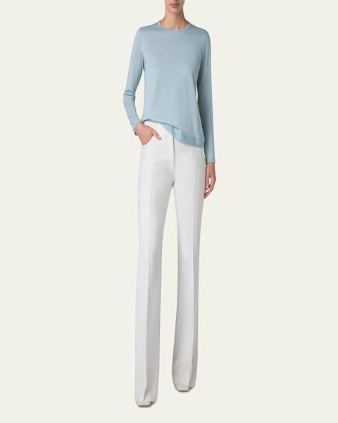 Seamless Cashmere-Silk Crewneck Sweater