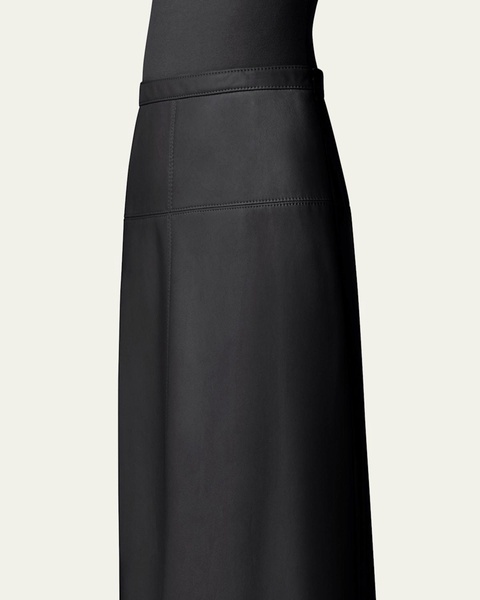 Midi Straight Leather Skirt