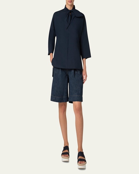 Marine Knot Poplin Tunic Blouse