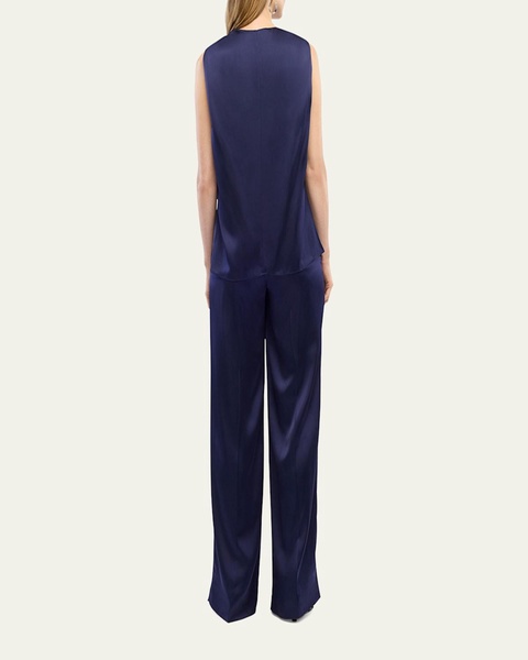 Twisted-Shoulder Satin Tank Top