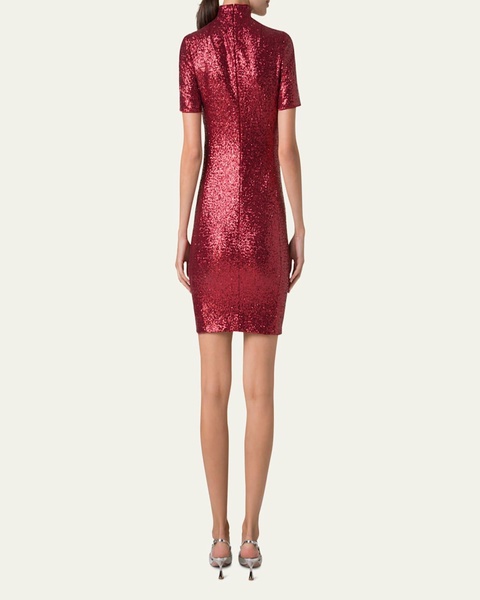 Sequined High-Neck Mini Dress