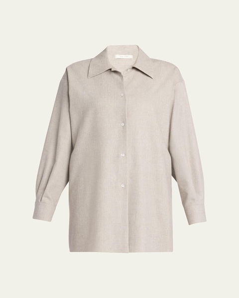 Komako Button Down Wool Cashmere Blouse