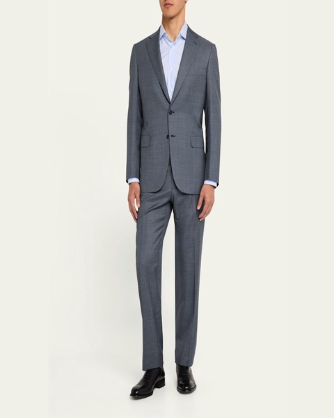 Men's Mini-Stitch Textured Wool Suit