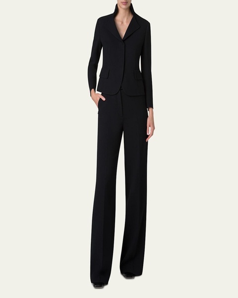 Amber Short Wool Crepe Double-Face Jacket