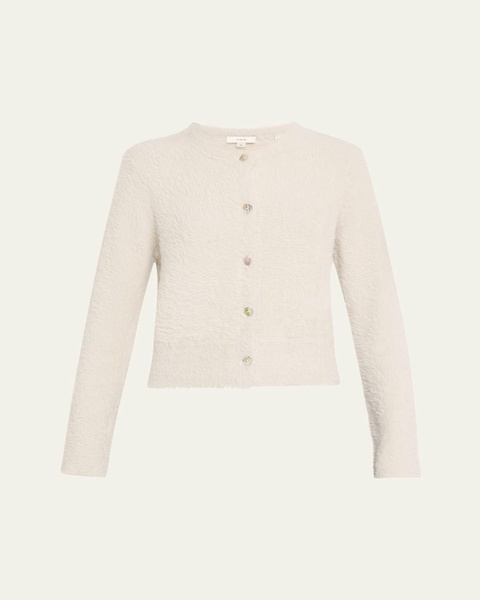 Mother-of-Pearl Eyelash Knit Cardigan